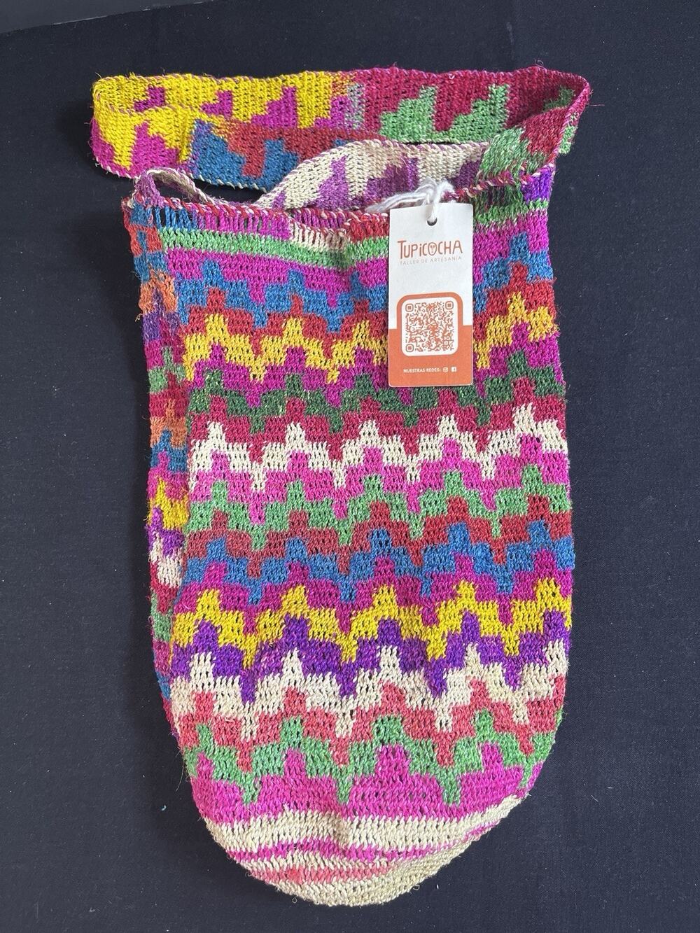 Rare Peruvian Ceremonial Shicra Bag Casca Fiber Handwoven 13"x8.5" Handmade New